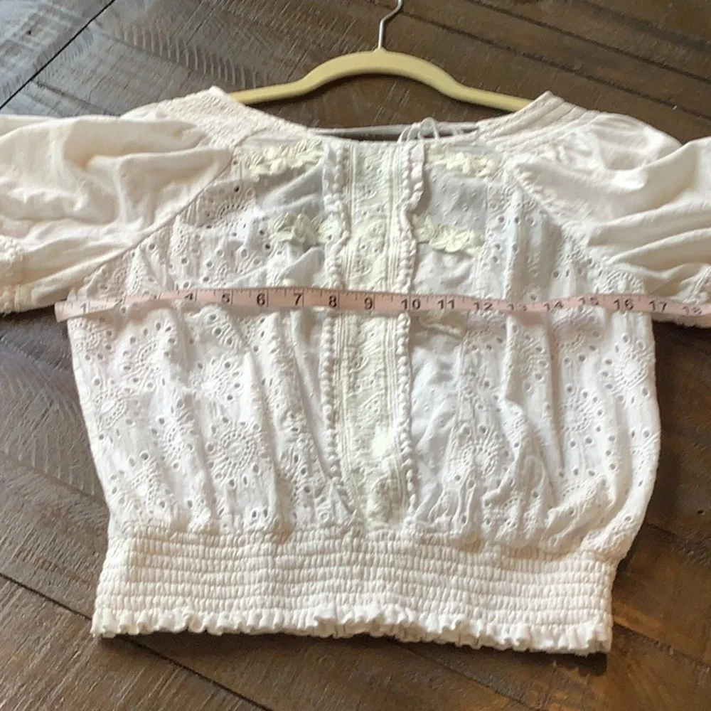 Anthropologie Porridge White Puff Sleeve Blouse